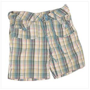 CANDIES  Juniors Womens  Bermuda Shorts  Plaid Cotton Adjustable Waist S…